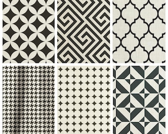Black And White Geometrical Prints Fabric by the Yard 7 Patterns Multipurpose Fabric for Home Decor, Window Curtains, Roman Shades, Valances