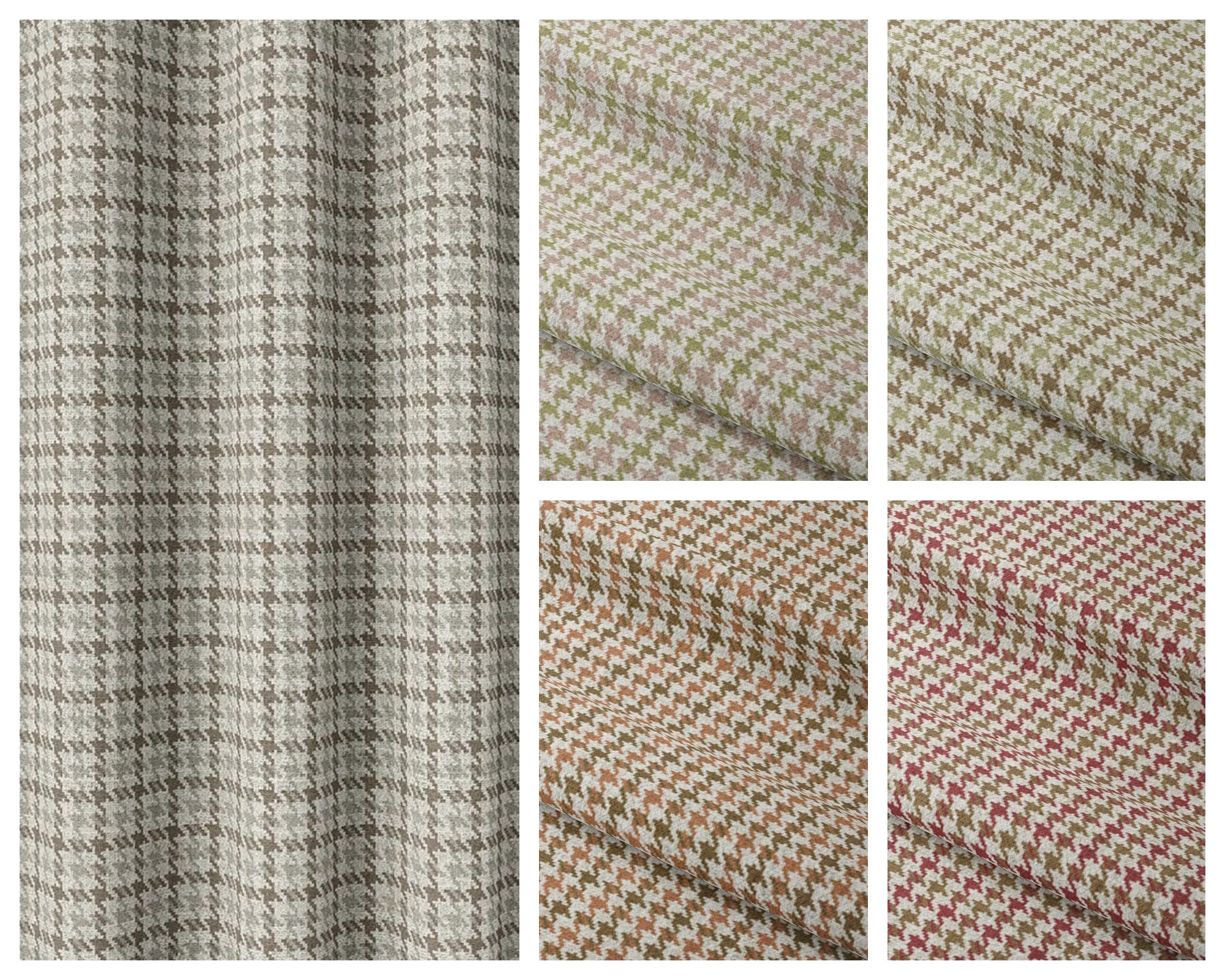 Houndstooth Fabric by the Yard. 5 Options. Multipurpose Fabric for Home Decor, Window Treatments, Roman Shades/ Blinds, Curtains & Valances.