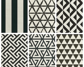 7 Patterns. Black & White Roman Shades, Geometrical Prints. 3 Fold Styles. Custom Length Width Window Blinds for Living, Bedroom, Kitchen.