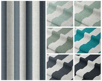 Aqua Blue Ticking Stripe/ Faded-effect Awning Stripe Roman Shades