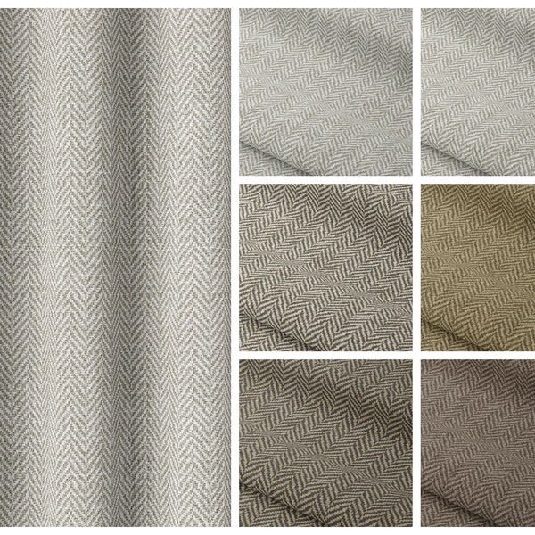 8 Neutral Colors. Herringbone Pattern Curtains. Custom Window Drapes for Living, Bedroom, Dining, Bath & Kitchen. Blackout Lining Option.