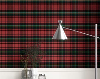 Plaid Check Wallpaper. Extra Wide Roll. Removable Peel 'n Stick & Unpasted Options. Geometric Pattern. Red/ Black/ Yellow/ Aqua (Ripslinger)