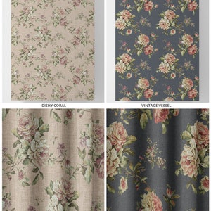 Floral Curtains, 12 Colors, 4 Pleat Styles, Blackout Option. Custom Print Window Drapes for Kitchen, Living, Study, Bedroom & Dining.