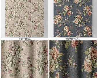 Floral Curtains, 12 Colors, 4 Pleat Styles, Blackout Option. Custom Print Window Drapes for Kitchen, Living, Study, Bedroom & Dining.