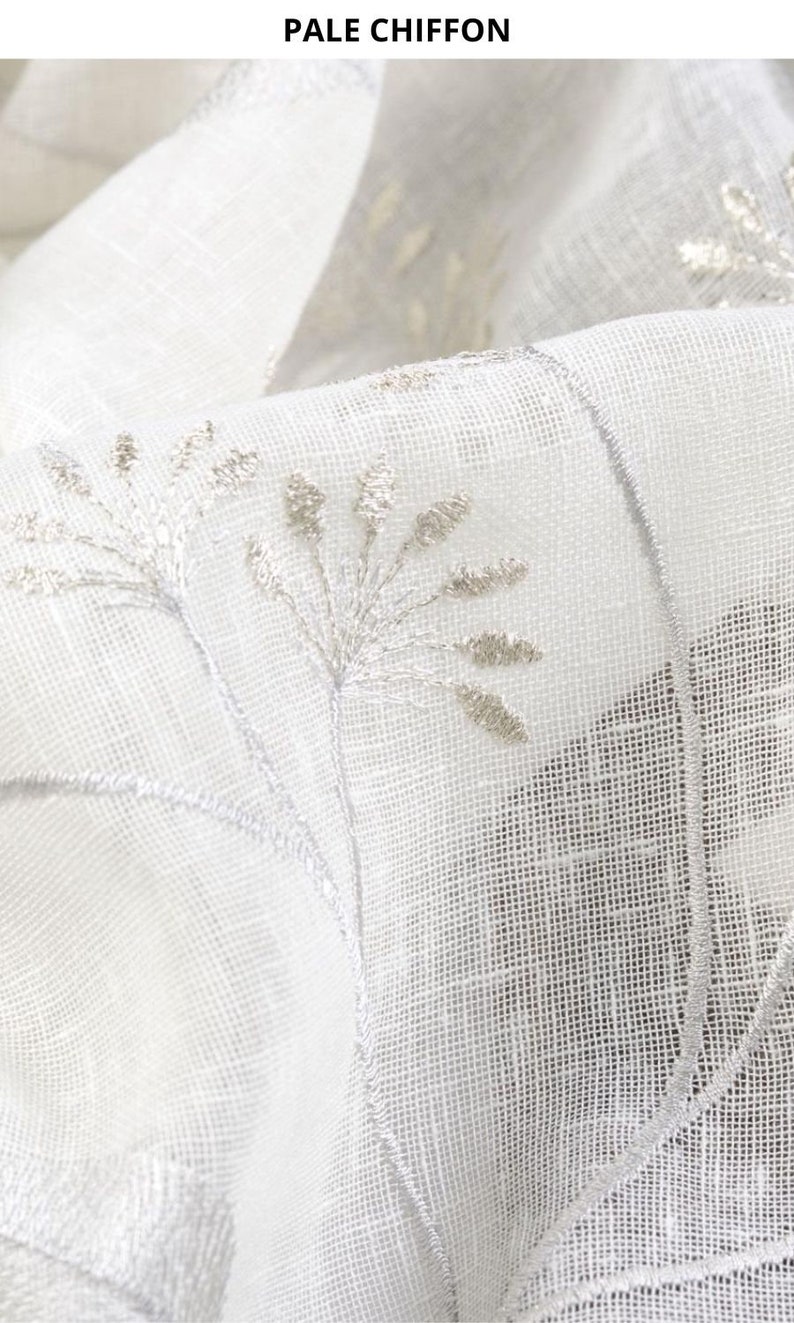 White Sheer Fabric by the Yard. Linen Texture Home Textiles. Floral Embroidery Multipurpose Material for Home Decor & Window Treatments. bild 6