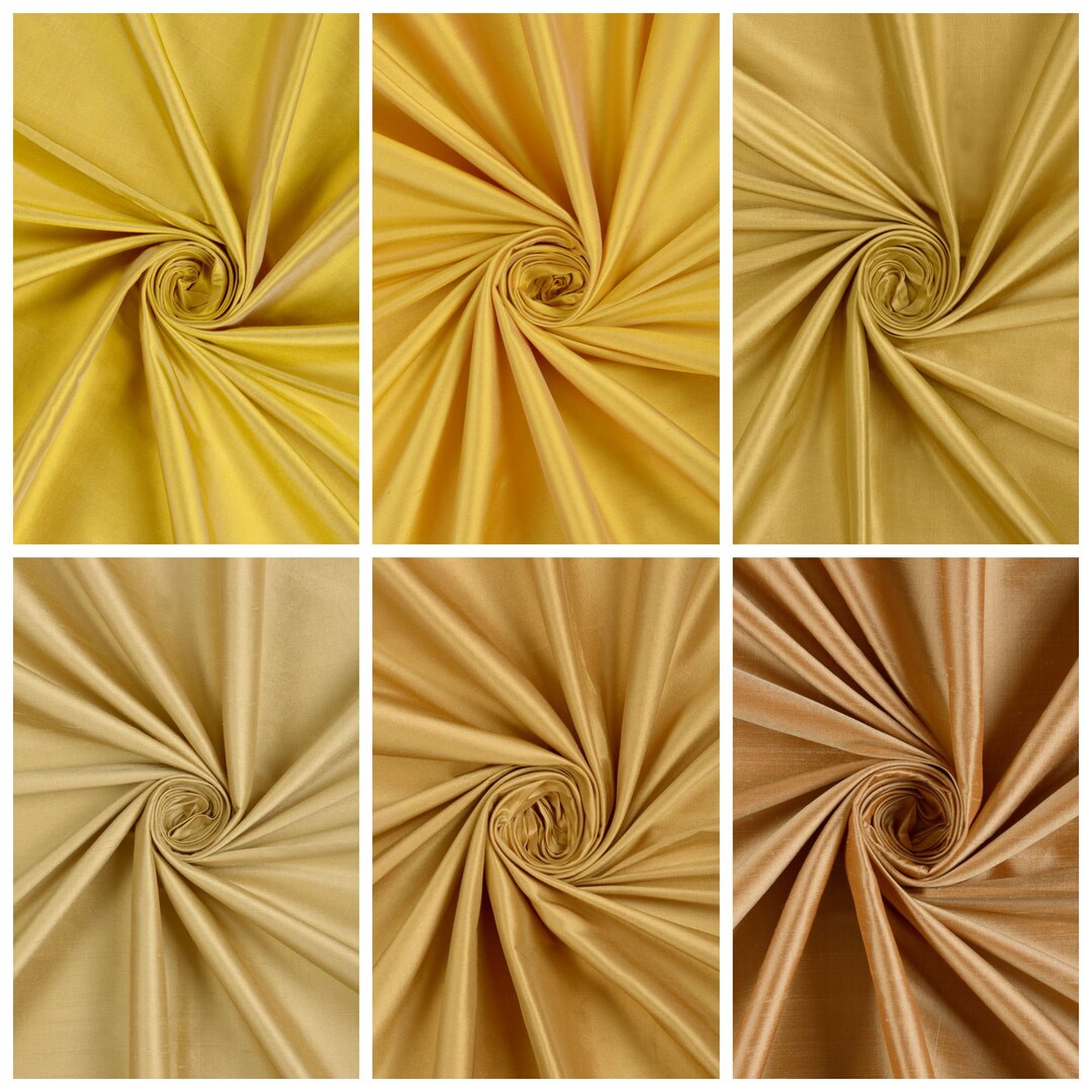 5 Shades of Yellow Silk Curtains. Blackout Lining Option. Shantung Silk