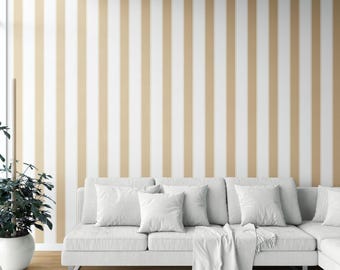 Striped Wallpaper. Extra Wide. Removable Peel 'n Stick & Unpasted Options. Bold Geometric Patterned, Non-Woven. Neutral Beige/ Tan (Urbino)