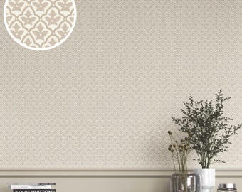 Small Floral Wallpaper by Meter. Extra Wide. Lattice Patterned, Neutral, Non-Woven, Unpasted, Traditional Wallpaper. Beige/ Cream (Bandora)