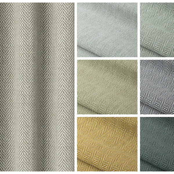 Herringbone Textured Fabric by the Yard. 7 Colors. Multipurpose Fabric for Home Decor, Window Treatments, Curtains, Roman Shades & Valances.