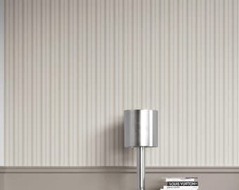 Striped Wallpaper. Extra Wide Roll. Neutral Cream/ Beige/ Gray Geometric Pattern, Non-Woven, Unpasted/ Traditional Wallpaper (Prima Donna)