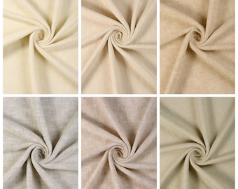 Pure Cotton Fabric by the Yard. 6 Beige Tone Collection. Multipurpose Usage for Decor, Window Treatments, Curtains, Roman Shades, Valances.