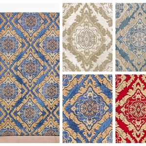 Tela de terciopelo damasco floral, cortada a medida. Disponible en 4 colores. Tela multiusos para decoración del hogar, cortinas, persianas romanas, cenefas y cojines.