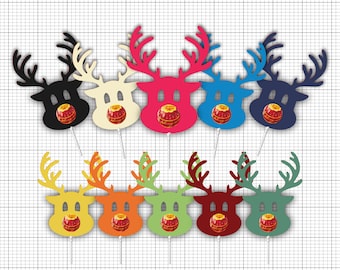 Soporte de chocolate de reno Svg, Soporte de piruleta de reno svg, Soporte de chocolate Svg, Descarga digital, Etiqueta de regalo de Navidad svg, Decoración de Navidad