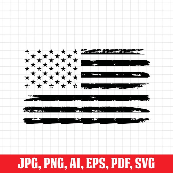 Distressed flag svg, American flag svg, fourth of july svg, grunge flag svg, 4th of july svg, patriotic svg, Printable Cricut & Silhouette