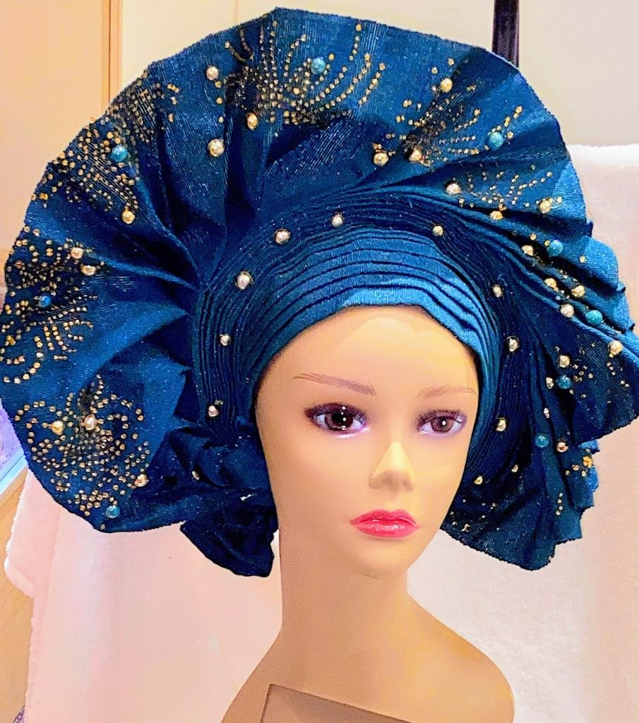 African Auto Gele Head Tie Frenzy Fashion Nigerian HeadWrap Etsy