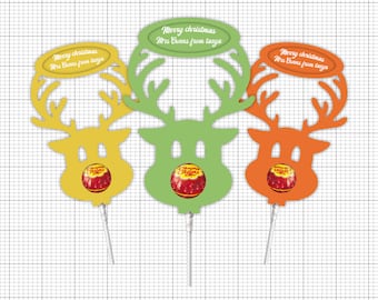 Soporte de chocolate Svg, Soporte de chocolate de reno Svg, Soporte de piruleta de reno svg, Etiqueta de regalo de Navidad svg, Decoración de Navidad, Descarga digital