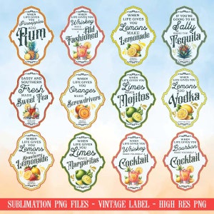 Lemonade Label png, When life gives you Lemons, Retro Label, Tequila Label, Margarita png, Bourbon Label, Vodka Label, Alcohol Label