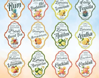 Lemonade Label png, When life gives you Lemons, Retro Label, Tequila Label, Margarita png, Bourbon Label, Vodka Label, Alcohol Label