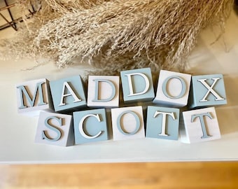 Wood Block Name Letters, Wood Name Sign, Baby Name Sign, Engraved Block Letters, Baby Name Blocks, Name Reveal Blocks, Baby Shower Gift