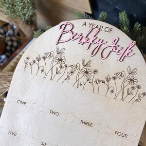 First Birthday Sign, One Year of Sign, Birthday Photo Board, Wildflower First Birthday, Personalized Baby Gift, Shes a Wildflower Party