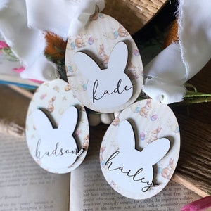 Etiqueta de cesta de páscoa, nome personalizado do cartão de lugar de páscoa, pingente de nome de cesta de páscoa, decoração de páscoa, enchimento de cesta de páscoa, páscoa personalizada