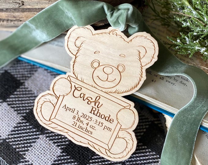 Baby Birth Stat Teddy Ornament