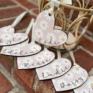 Valentines Love Basket Tag, Easter Basket Tag, Daisy Name Tag, Basket Name Tags, Valentines Tag, Valentine Basket Tag, Love Basket Heart Tag