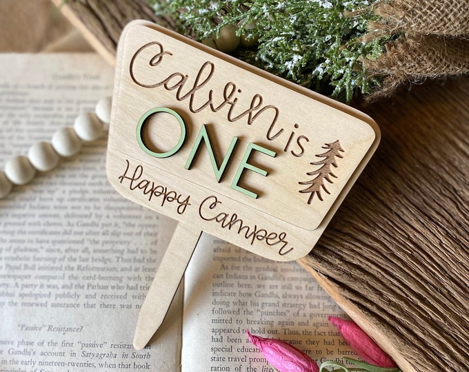 One Happy Camper Cake Topper