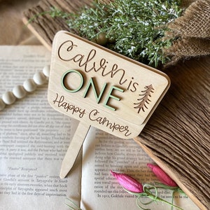 One Happy Camper Cake Topper, Happy Camper Birthday, One Happy Camper Party, First Birthday Cake Topper, Camper Cake Topper