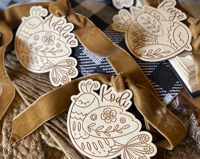 Personalized Wooden Bird Ornament & Stocking Tag