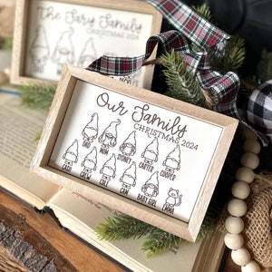 Décoration de famille gnome, famille de gnomes de Noël, signe de la famille des gnomes, cadeau personnalisé, cadeau pour elle, décoration de Noël de famille, cadeau pour lui