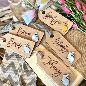 Etichetta per cestino di Pasqua, etichetta personalizzata per segnaposto di Pasqua, ciondolo con nome per cestino di Pasqua, decorazioni pasquali, riempitivo per cestino di Pasqua, regali personalizzati