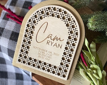 Rattan Baby Birth Stats Sign