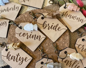 Bridal Party Keychains + Bag Charm Favors