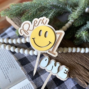 One Happy Dude Cake Topper, Smiley Face Cake Topper, First Birthday Cake Topper