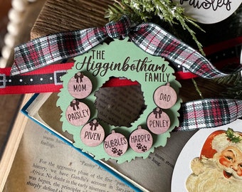 Family Wreath Christmas Ornament