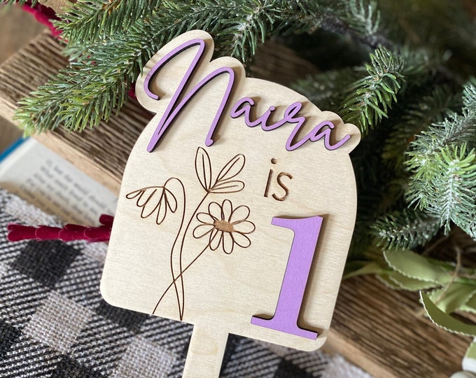 Wildflower Cake Topper, Wildflower Party Decor, Personalized Cake Topper, Name Cake Topper, Wildflower Birthday, First Birthday Cake Topper