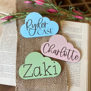 Letrero de madera con forma de nube para guardería, letrero con nombre de bebé, letrero con anuncio de nacimiento, anuncio de nombre de bebé, regalo personalizado para bebé, regalo de baby shower, letrero