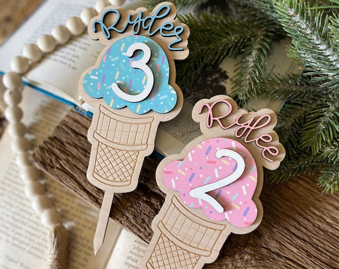 Ice Cream Party Cake Topper