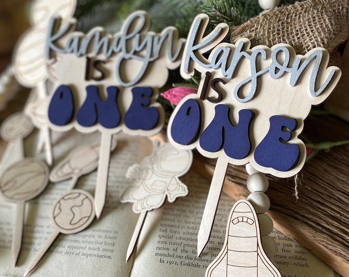 Blast Off To One Cake Topper