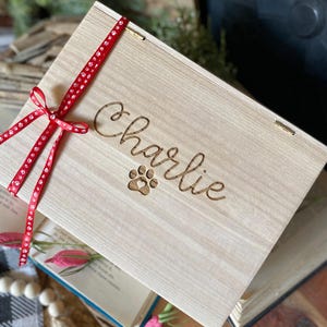 Pet Keepsake Wood Box, Pet Memorial Keepsake, Dog Memorial, Cat Memorial, Fur Keepsake, Engraved Pet Box, Rainbow Bridge Wood Engraved Box