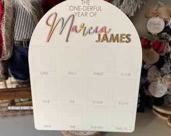 Panneau « Premier anniversaire », Panneau « Un an », Tableau photo d'anniversaire, Panneau avec le prénom de bébé, Cadeau de naissance personnalisé, Cadeau de baby shower, Accessoire photo pour nouveau-né