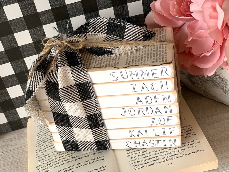 Personalized Gift Family Names Custom Book Block Set Etsy
