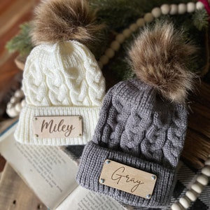 Newborn Baby Beanie, Personalized Newborn Beanie, Beanie with Engraved Patch, Newborn Photo Prop Hat, Name Beanie for Newborn image 8
