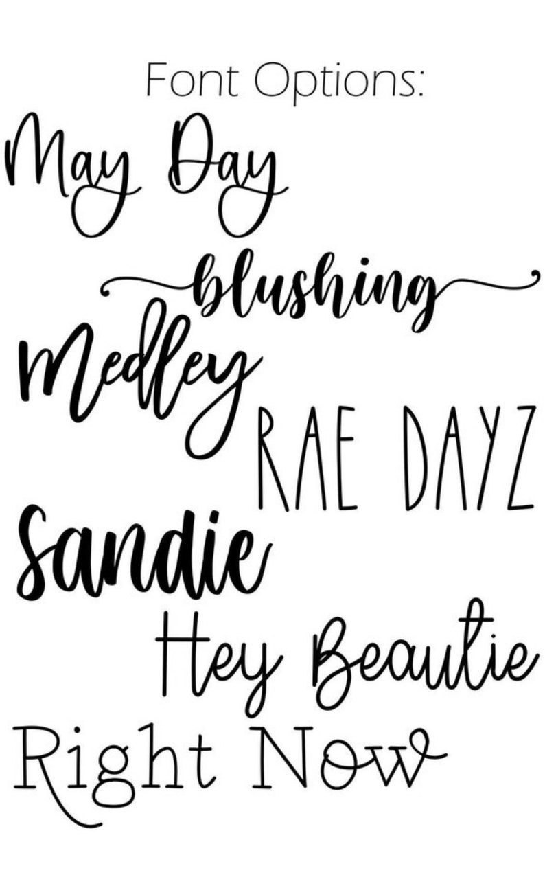 May include: A list of font names in a variety of styles, including May Day, Blushing, Medley, Rae Dayz, Sandie, Hey Beautie, and Right Now.