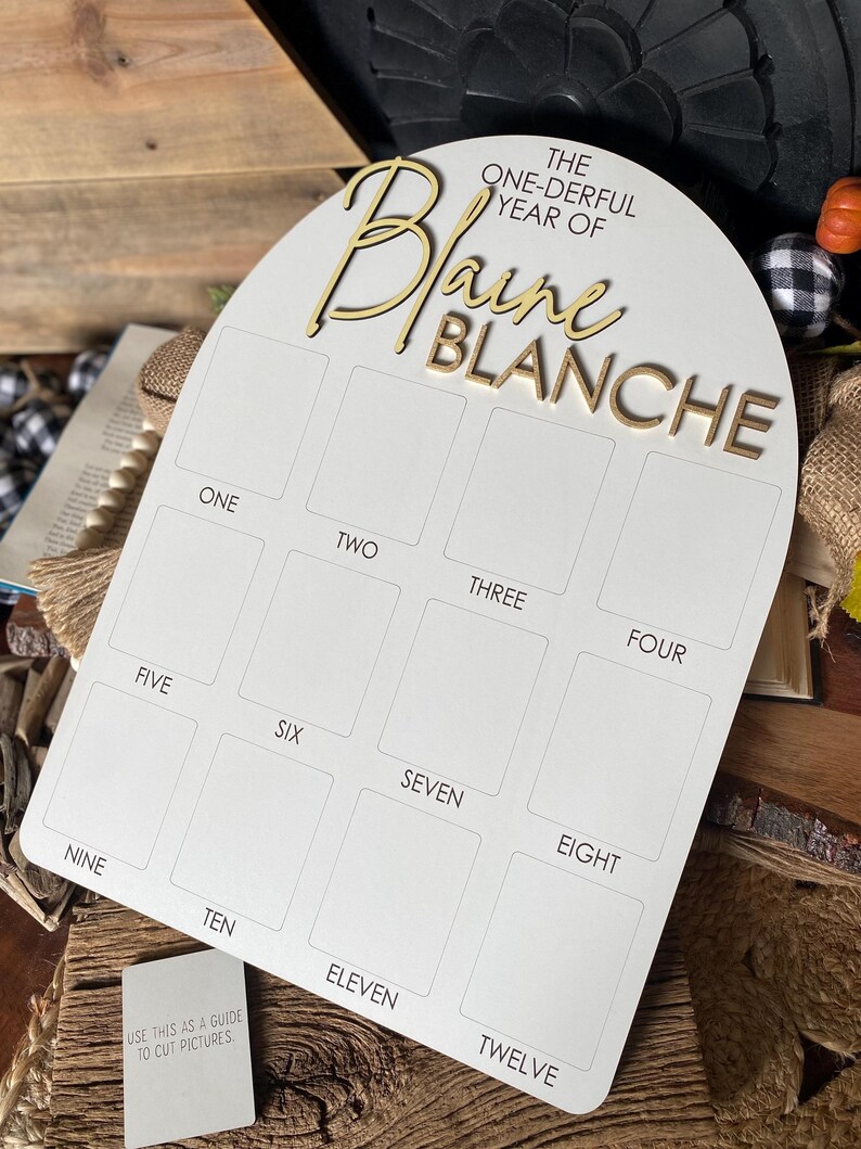 First Birthday Sign, One Year of, Birthday Photo Board, Baby Name Sign, Personalized Baby Gift, Baby Shower Gift, Baby Name Announcement