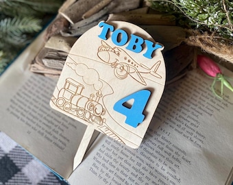 Trains Airplanes Cake Topper