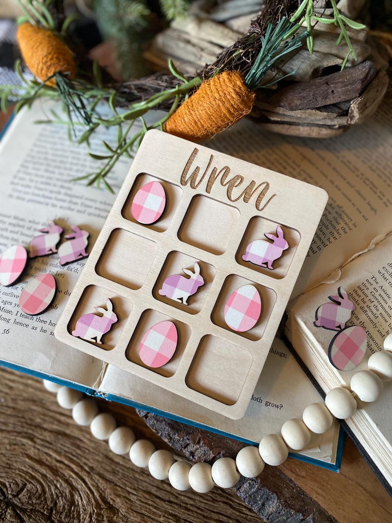 Personalized Easter Tic Tac Toe Bunny and Eggs - Easter Basket Stuffer ...