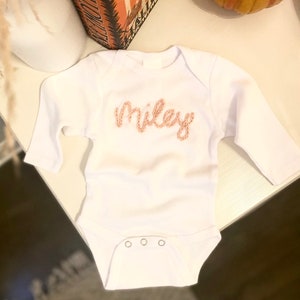 Hand Embroidered Baby Name Onesie image 2