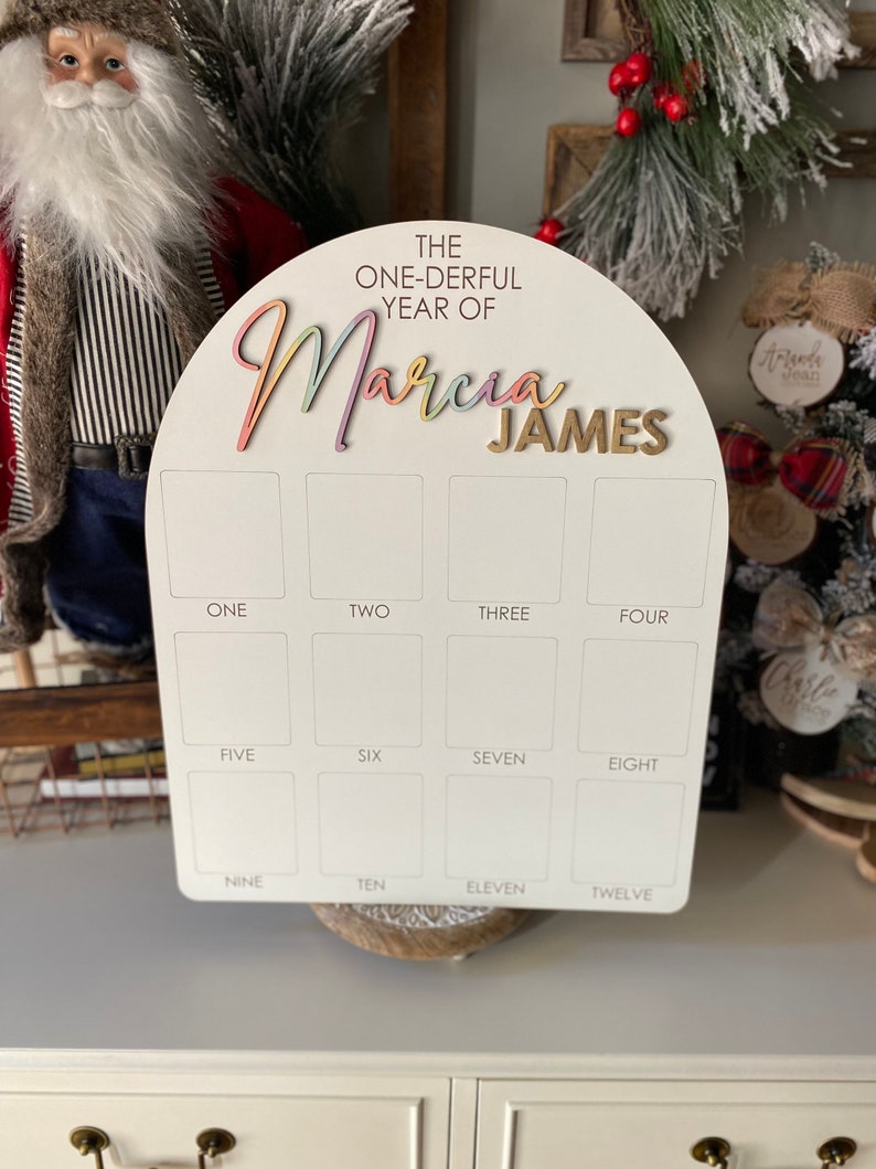 First Birthday Sign, One Year of, Birthday Photo Board, Baby Name Sign, Personalized Baby Gift, Baby Shower Gift, Baby Name Announcement